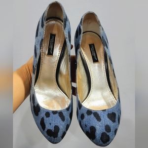 Dolce & gabbana blue denim leopard heels size 8